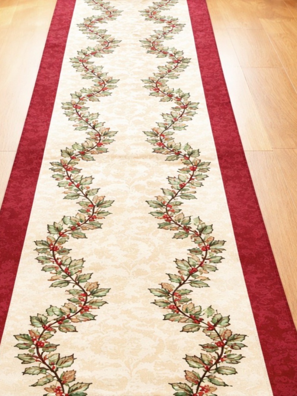 Elegant Christmas Red and Gold Table Runner